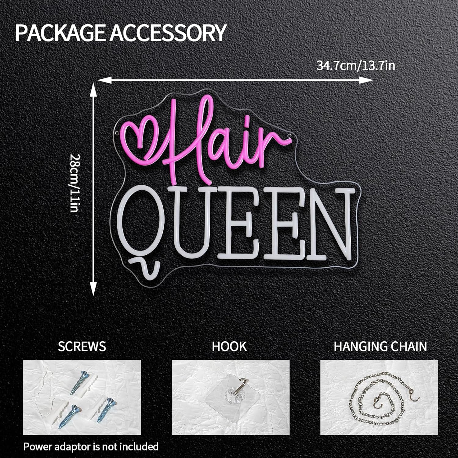 Insegna al Neon 'Hair Queen' A - Beauty Queen Makeup Studio recensione e prezzo